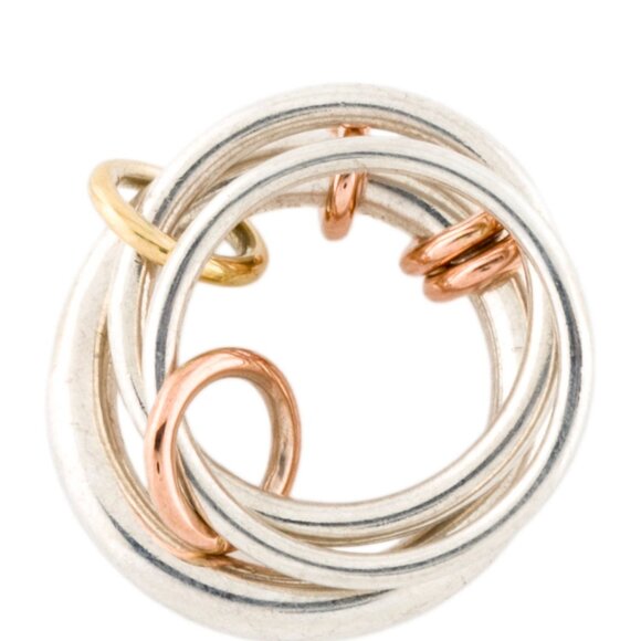 SPINELLI KILCOLLIN TRI-TONE 18K ROSE YELLOW GOLD & STERLING ORION SG BAND RING - Picture 8 of 10